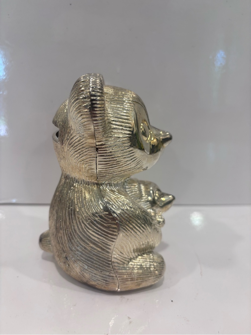 Vintage Elegance Silver Plated Zinc Teddy Baby Bear Piggy Coin bank 5” - Picture 4 of 8